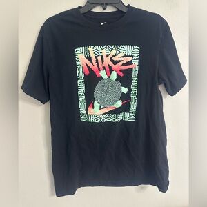 Nike Graphic T Shirt Black Teal Logo Print Size Medium